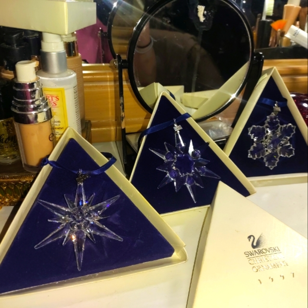 3 Swarovski Annual Edition Crystal Ornaments